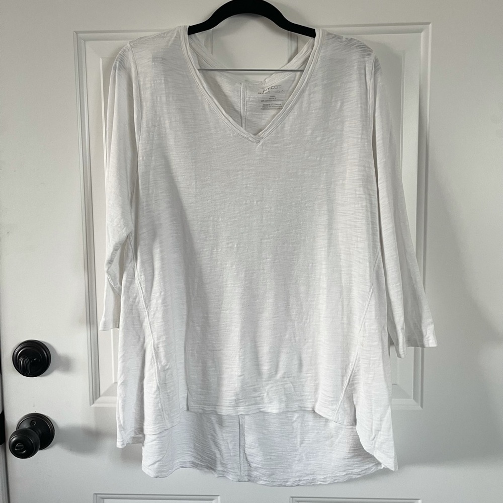 Chico’s ultimate tee elbow sleeve white basic